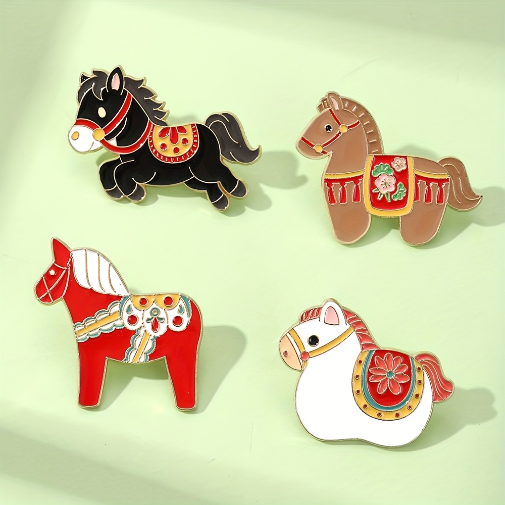 Vintage Horse Enamel Brooch, Cute National Style Accessory